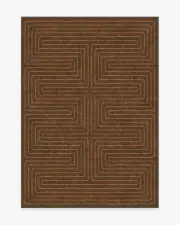 150' x 215' | Machine Washable Runner Rug | Kid & Pet Friendly | Indoor Rug | Jonathan Adler Labyrinth Brown & Orange Tufted Rug | Ruggable