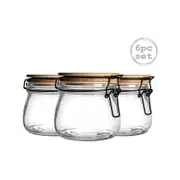 Argon Tableware 6 Piece Storage Jar with Wooden Lid Set - Round - 500ml