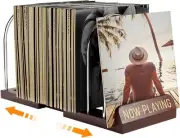 HULISEN Expandable Vinyl Record Storage, 30-70 LPs Adjustable Now Playing #R014