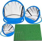 Updated Golf Chipping Practice Net with Mat Set Indoor Backyard Hitting Nets