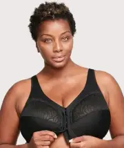 Glamorise Magiclift Natural Shape Wire-Free Front-Closure Bra - Black (Size 20C)