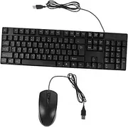 Mipcase 1Set Wired Keyboard Mouse USB English Letter Keyboard with High Response Optical Mouse for Home Office Gaming and Work Modern Design Accessory
