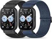 BDIG Pack of 2 22 mm Elastic Solo Loop Bracelet Compatible with Xiaomi Redmi Watch 5 Active / 5 Lite/for Amazfit Bip 5, Adjustable Soft Nylon Strap for Redmi Watch 5 Active/5 Lite Women Men