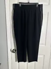 NWT Abercrombie & Fitch Women’s Black Pull-On Pants White Side Stripe Polyester