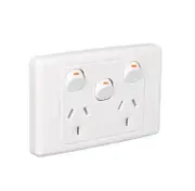 Clipsal 2025XA-WE - 10Amp Double Power Point With Extra Switch White - 2000 Series