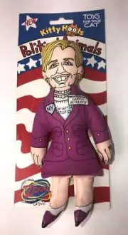 Hillary Clinton Cat Hoots Political Animals Cat Toy 2002 New Old Stock On Card