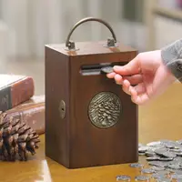 在飛比找樂天市場購物網優惠-✅美式創意實木硬幣存錢筒紙幣存錢罐兒童收納盒禮品
