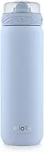 Ello Cooper Vacuum Insulated Stainless Steel Water Bottle with Soft Straw and Carry Loop, Double Walled, Leak Proof, Halogen Blue, 32oz