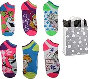 [Disney] Frozen Big Girls' 6 Pair Ruffled No Show Socks & Bag Gift Set