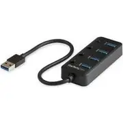 StarTech 4-Port USB 3.0 Hub - 4x USB-A with Individual On/Off Switches HB30A4AIB