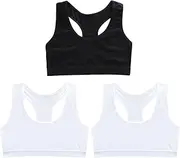[FUIPVGI] Pack of 3 Girls' Sports Bra Bustier Cotton Without Underwire Bralette Bustier Girls Training Bra Cami Crop Top Sports Bra
