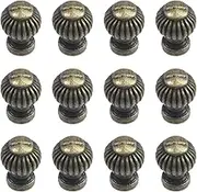 Geesatis 12 PCS Round Pumpkin Knobs for Drawer Jewelry Box Cabinet Cupboard Pull Handle with Mounting Screws (Bronze), Vintage Style, Zinc Alloy