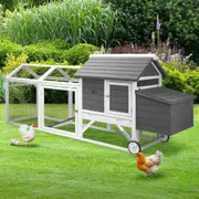 Alopet Chicken Coop Rabbit Hutch 225CM Extra Large Wooden House Run Hatch Box w/ Wheels