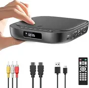 [Desobry] Mini DVD Player for TV - HD 1080p, Region Free, USB/TF Card Input, PAL/NTSC, HDMI with HDMI/RCA Cable