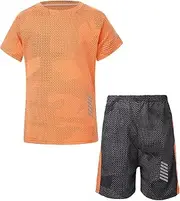 [Sinleey] Kids Boys Piece Sports Outfits Quick Dry Sports Tshirts With Shorts Set For Basketball Football
