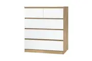 Oikiture Chest of 5 Drawers (White/Natural)
