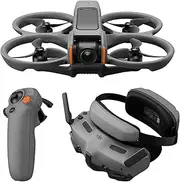 DJIXJ Avata 2 Fly More Combo (1 Battery), FPV Drone with Camera 4K, Built-in Propeller Guard, Easy Flip/Roll, Goggles 3 and RC Motion 3 Included, POV Content Camera Drone, Black + SD Card & Landing