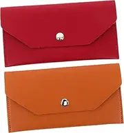 Veemoon 2Pcs PU Cash Envelopes Wallet Reusable Envelope Pouch for Men Women Durable Financial Management Stylish Business Card Holder