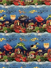 CORAL REEF BY STUDIOe FISH AQUARIUM SEALIFE OCEAN BORDER STRIPE FABRIC HY