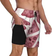 [AFHYZY] Mens Swim Trunks Short with Compression Liner 7 Inch Swimwear Bathing Suits