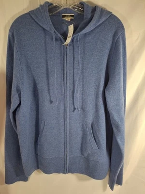 NWT J.Crew Cashmere Zip-front Hoodie in Light Blue Knit Hooded Sweater XXL