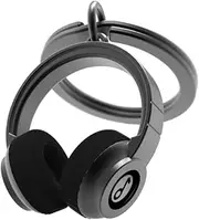 [Metalmorphose] Keychain Headphone Charm 3D Beats. Music Jewellery Metal Vintage Keyring (Black)