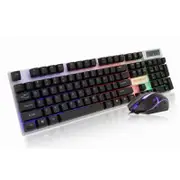 Gaming Keyboard Mouse Combos Wired for Desktop Laptop Computer With Single Rainbow Backlit With Pack