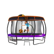 Kahuna Trampoline 16 Ft With Basketball Set And Roof Cover - Purple