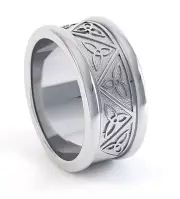 10K White Gold Irish Handcrafted Celtic Trinity Knot Wedding Anniversary Ring