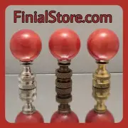 Red Marbled Glass 1" Ball Lamp Finials Nickel/Polished/Antique Bases