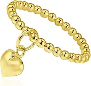 [AeraVida] Cute Dangle Heart Eternity Bead Ball Gold Plated Over .925 Sterling Silver Ring