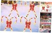 4 Pack Christmas Candy Cane Outdoor Pathway Lights with Bow Christmas 21"