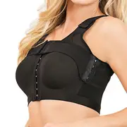 Women Front Breast Support Bra Implant Stabilizer Wide Shoudler Strap Post Surgery Compression Underwear Surgical Breast Augmentation Bralette blac...