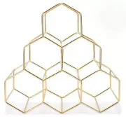 NAT & Jules Honeycomb Gold Tone Iron Metal Tabletop Wine Rack - Holds 6 Bottles