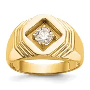 0.50ct. CZ Solid Real 14K Men's Wedding Band Ring