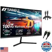 SANSUI 27 Inch Monitor with Built-in Speakers, IPS USB Type-C 100 Hz FHD 1080