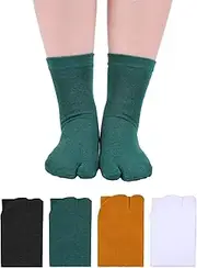 [Generic] 4 Pairs Tabi Split Toe Socks for Men & Women - Flip Flop Socks, Comfortable & Breathable, Multi-Color Pack