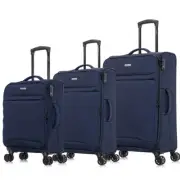 3pc Luggage Suitcase Set Travel Business Carry On Bag Soft Case Wheels Navy