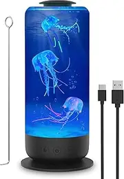 Jellyfish Lamp, Lava Lamp, 2.5 Litre LED Jellyfish Lamp with Speed Control and 2 Light Modes, USB, Jellyfish Aquarium Lamp, Family Office Atmosphere, Children's Gifts (Black)