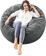 ILPEOD 3 Feet Bean Bag Chair - BeanBag Chairs for Adults, Living Room Furniture Sofa with Soft Micro Fiber Cover, Round Fluffy Couch for Bedroom College Dorm - Grey