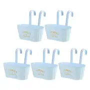 5Pcs 11" Metal Hanging Flower Pots for Railing Fence, Railing Planter Box, Blue
