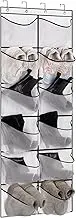 MISSLO Over The Door Shoe Organizer 12 Large Mesh Pockets Boots Hanging Storage Shoe Rack for Closet, White