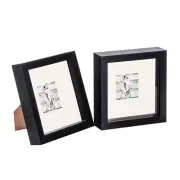 2x 6 x 6 3D Box Frame Photo Picture Deep Display Shadow 2 x 2 Mount Black/Ivory