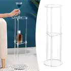Clear Acrylic Side Table Easy Assembly Round 3 Tier Compact Modern Multifunction
