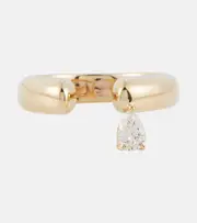 [Rainbow K] Rainbow K Tube 14kt gold ring with diamond K gold