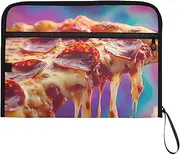 YMXFXP Pizza Closeup Food Expandable Filing Folder, 13-Pocket Funny Cute Design with Sticky Labels, A4 Letter Size Document Organizer for Office, School, Boys, Girls