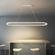 BAMDECOR Modern Minimalist Oval Pendant Light R/C LED Chandelier for Dining Room, Bar, and Office