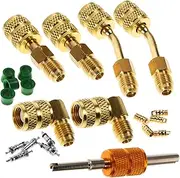 ULTECHNOVO 1Set Conversion Adapter Kit Air Conditioning Refrigeration Tools Set with Valve Core Remover Wrench Compatible with Various Air Conditioning Systems Durable