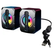 2 Pcs Speaker USB Subwoofer Light Emitting Computer Speaker Mobile Phone5686