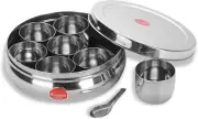 Stainless Steel Belly Shape Masala (Spice) Box/Dabba/Organiser with 7 Containers